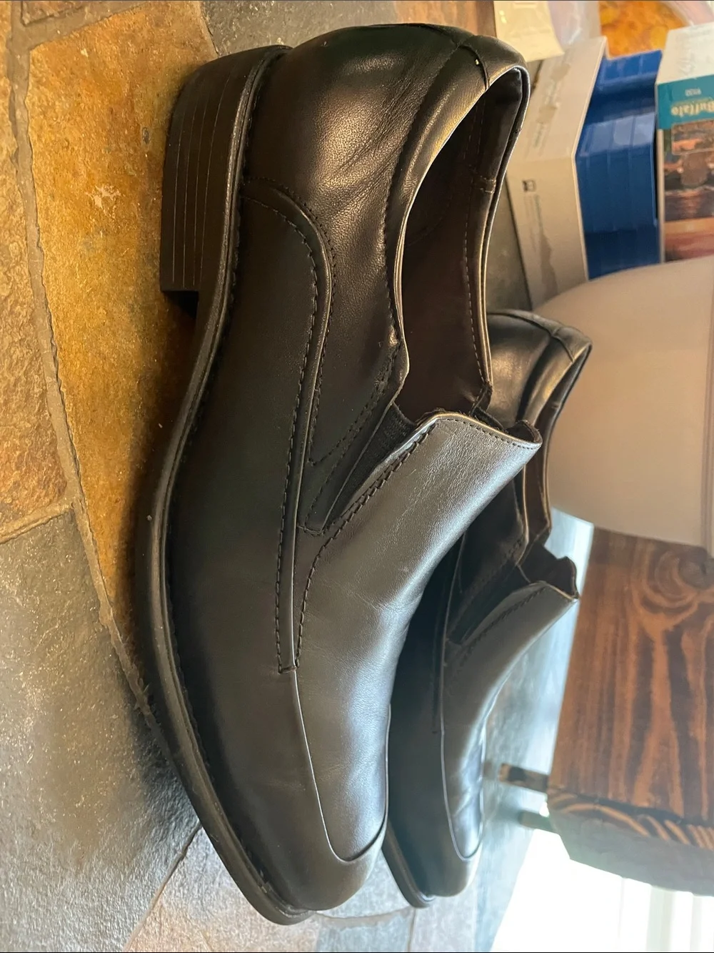 Johnston & Murphy Black Leather Slip-On Loafers